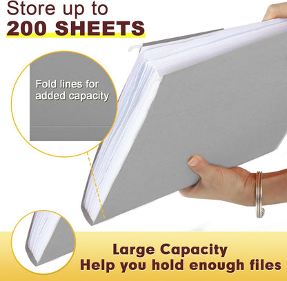 HERKKA Hanging File Folders, 30 Pack Reinforced Letter Size Hanging Folders, Designed for Bulky Files, Filing Cabinet, 1/5-Cut Adjustable Tabs (Blue)