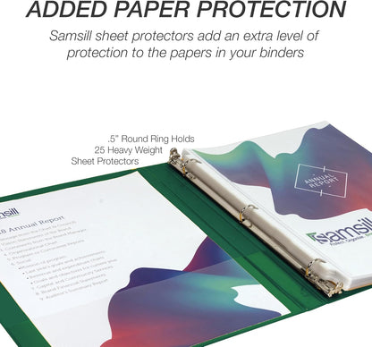 Samsill 1.5 Inch 3 Ring Binders, Economy Round Ring, Clear View Cover, 325 Sheet Capacity - for School, Home, Office - White, 4 Pack