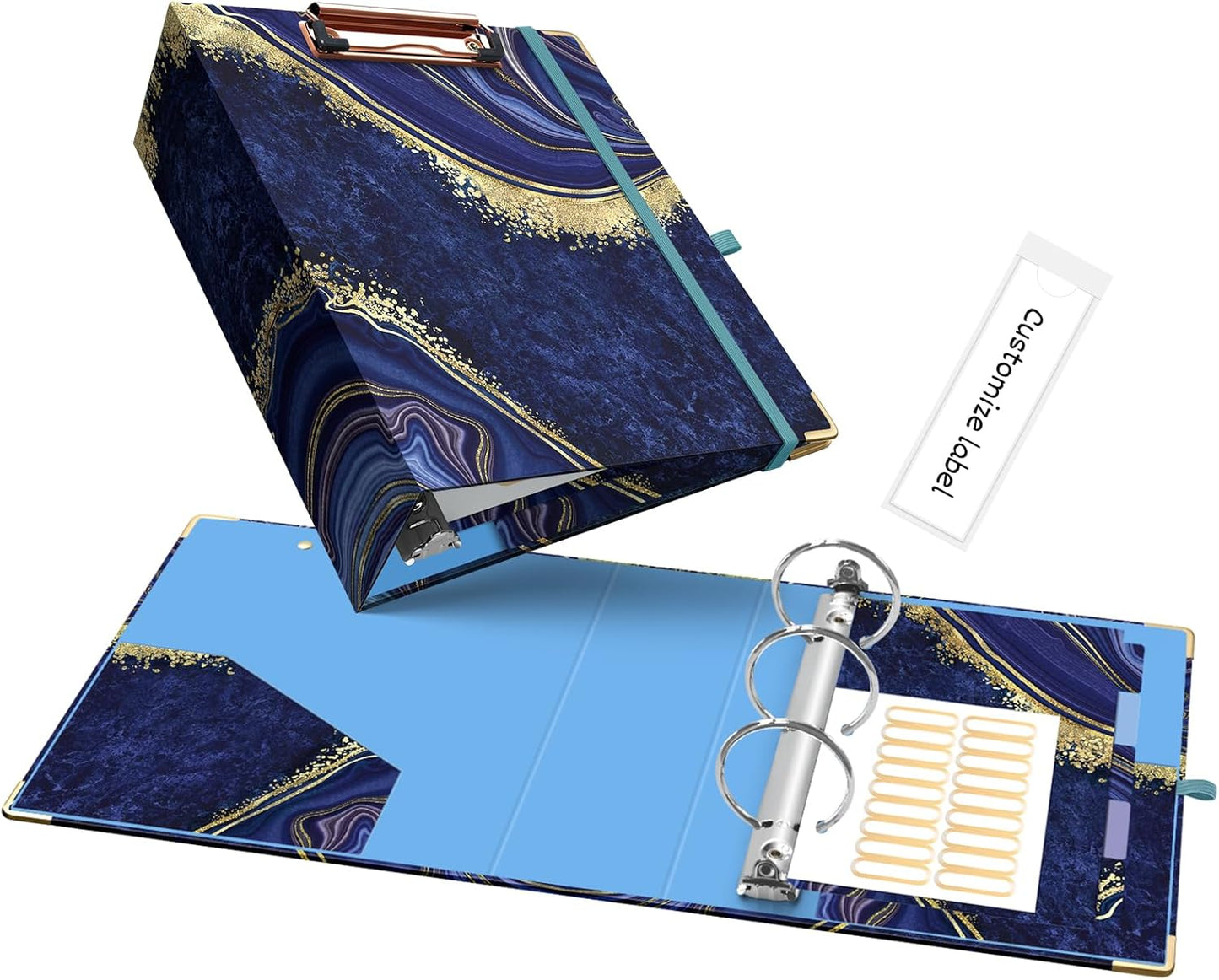 Ospelelf Binder 3 Ring 1 Inch, Floral Round Ring Clipboard Binder for Letter Size with 5 Tab Dividers, File Folder Labels, for School and Office Supplies