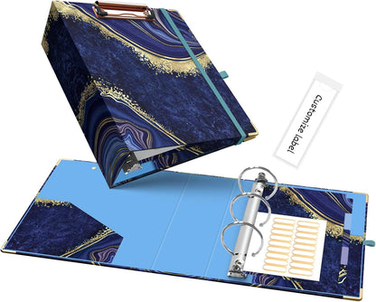 Ospelelf Binder 3 Ring 1 Inch, Floral Round Ring Clipboard Binder for Letter Size with 5 Tab Dividers, File Folder Labels, for School and Office Supplies
