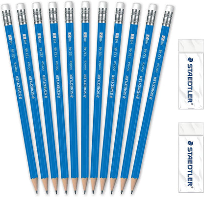 STAEDTLER Norica #2 HB Wood-Cased Pencil Set: 18 Pre-Sharpened Graphite Pencils with 1 Eraser & 1 Sharpener, Break-Resistant Lead, For Writing & Drawing, Blue, Ideal for Classroom, Home & Office