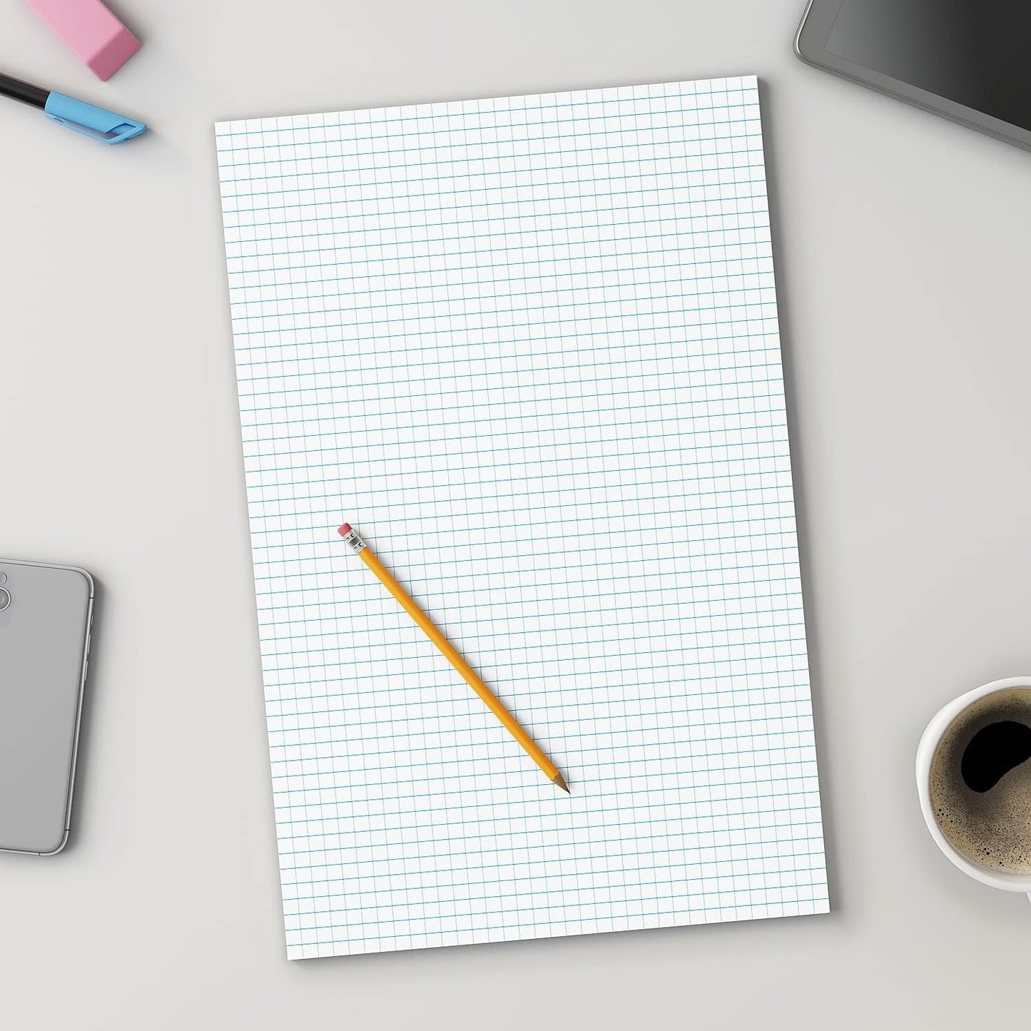 STAPLES Graph Pad, 11” x 17”, Graph Ruled, White, 50 Sheets/Pad