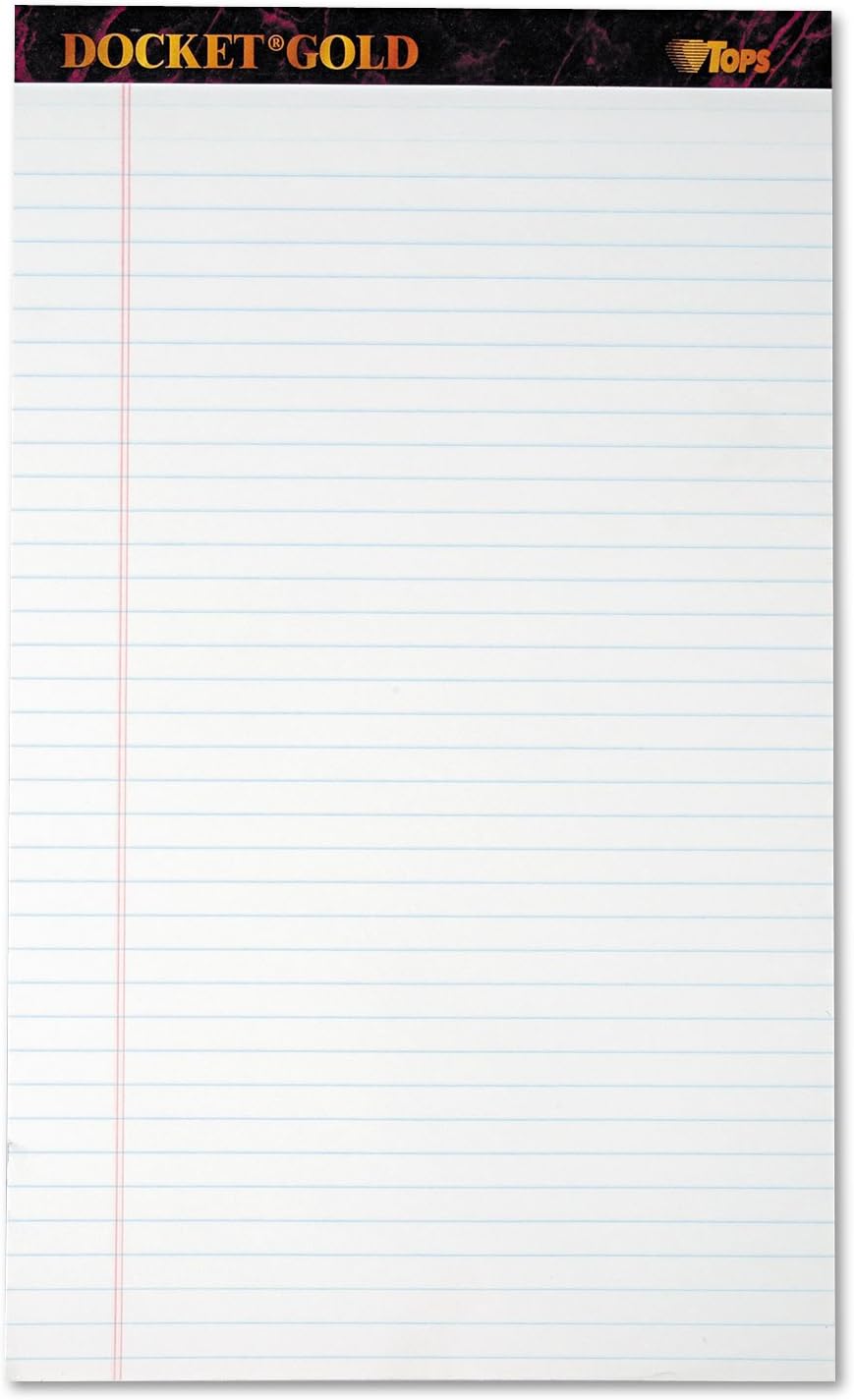 TOPS Docket Gold Writing Pads, 8-1/2" x 14", Legal Rule, White Paper, 50 Sheets, 12 Pack (63990)