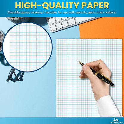 1InTheOffice Graph Pads, 8.5" x 11", Quadrille Pad 8.5 x 11, 50 Sheets/Pad (6 Pack)