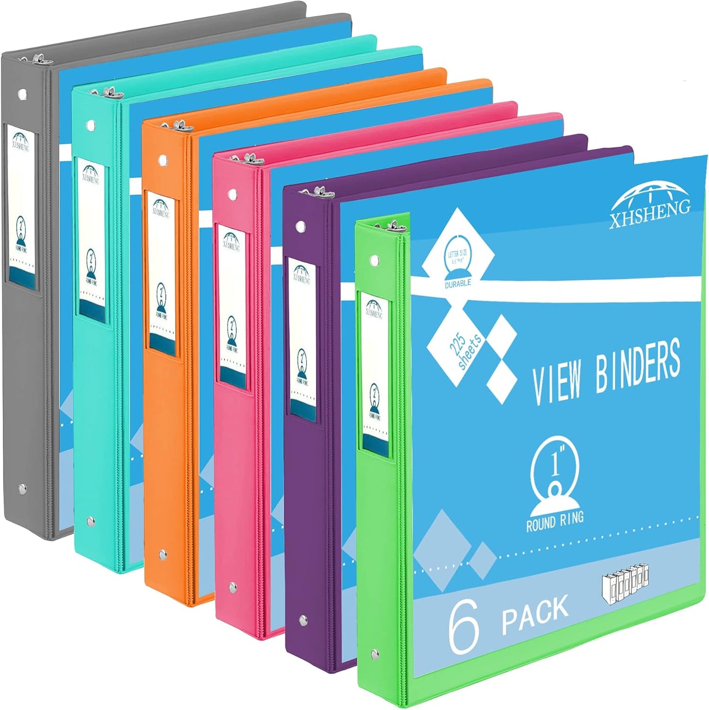 2 Inch 3 Ring Binders,Multicolor Customizable Round Ring Binder for School,Office,Home,Purple/Pink/Blue/Green,4 Pack