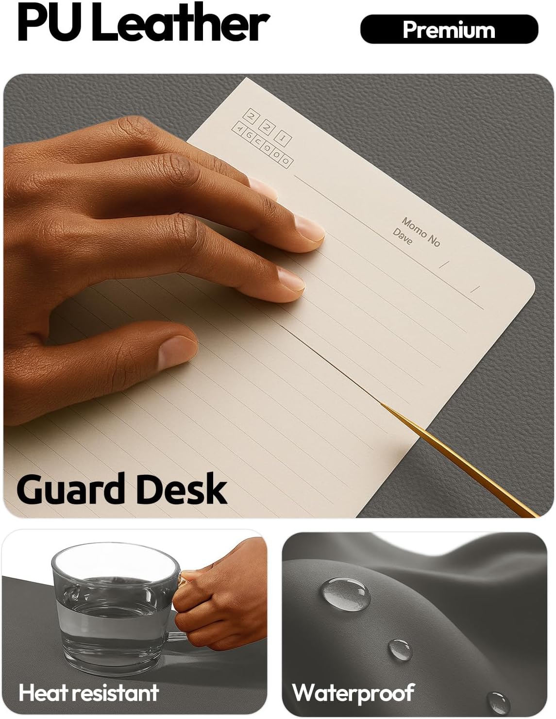 YSAGi Leather Desk Pad Protector, Large Mouse Pad, Non-Slip PU Leather Desk Blotter, Waterproof Writing Pad for Office and Home (31.5" x 15.8", Eggshell) - Colors B