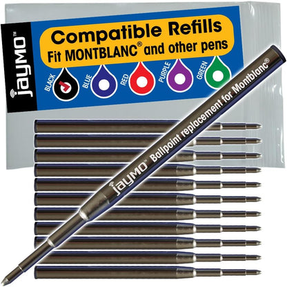 Jaymo Replacement for Montblanc 116218 - Measures 3.875 in / 98 mm Long - Ballpoint Pen Refill - 6 Purple