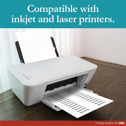 Premium Label Supply White File Folder Labels – 3.4375" x .667" – Laser/Inkjet Compatible – (30 per Sheet) 25 Sheets – 750 Total Adhesive Labels