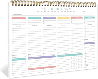 Weekly To Do List Notepad with 52 Undated Sheets（8.5"×11"）- Weekly Desk Planner Pad with Spiral Binding for Women & Man, Office, School and Home Personal Organizer