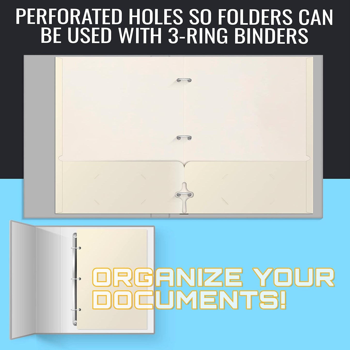 Better Office Products Two Pocket Portfolio Folders, 50-Pack, RED, Letter Size Paper Folders, 50 Pieces, Red