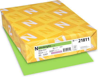 Wausau Papers Neenah Paper 21811 Astrobrights Colored Cardstock, 8.5” x 11”, 65 lb/176 GSM, Martian Green, 250 Sheets