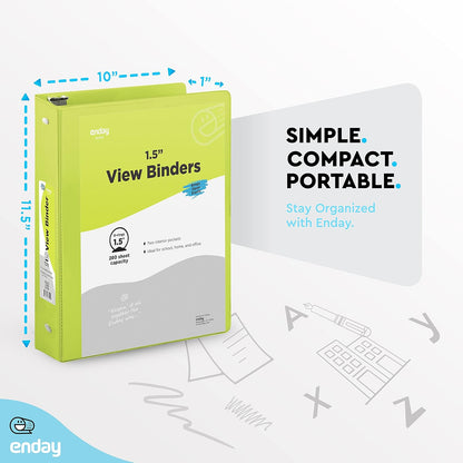 Enday 1 Inch Binder (6 Pack - Grey) 3 Ring Binder 1 inch with Clear View Cover and 2 Inside Pocket - for Letter Size 8.5 x 11'' Paper, Ideal for School Supplies, Office, and Home