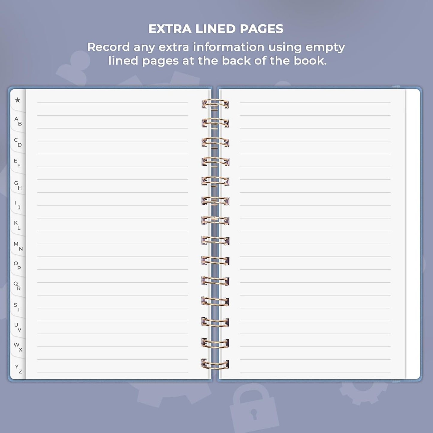 Clever Fox Password Book Spiral – Internet Address & Password Organizer with Laminated Alphabetical Tabs – Password Keeper Journal – Hardcover, Medium Size, 6.1x7.7” (Mystic Blue)