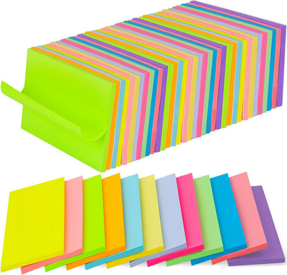 100 Pack Sticky Notes Bulk 3 x 3 in Self-Stick Note Pads Colorful Posted Note in 20 Colors Adhesive Paper Memo 50 Sheets/Pad Easy to Post for Office Home School Meetings Notebook Wall Door Window
