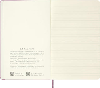 Moleskine Colored Patterned Notebook, Hard Cover, Large (5" x 8.25") Ruled/Lined, Majestic Pink, 240 Pages