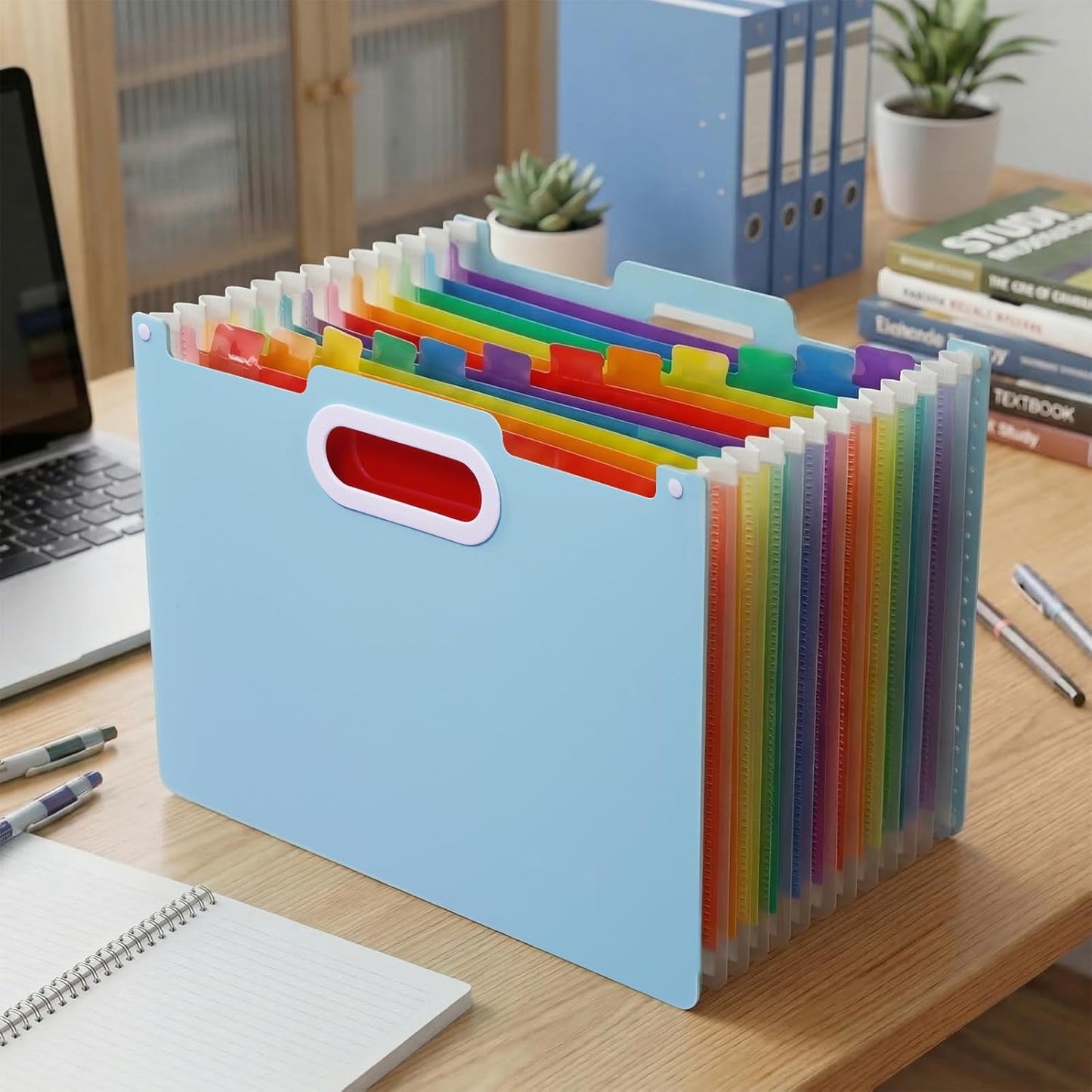 Comix Expanding File Folder, 13 Pockets Accordion File Organizer, Letter/A4 Size Document Organizer for Home Office School, Pink