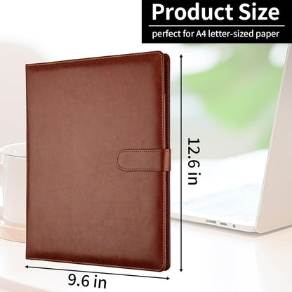 Professional Padfolio with Clipboard, Faux Leather Portfolio Folder Binder, Legal Pad Holder for A4 Letter Size Notepad, Resume, Writing Pad, Ideal Organizer for Business Office Conference, Black