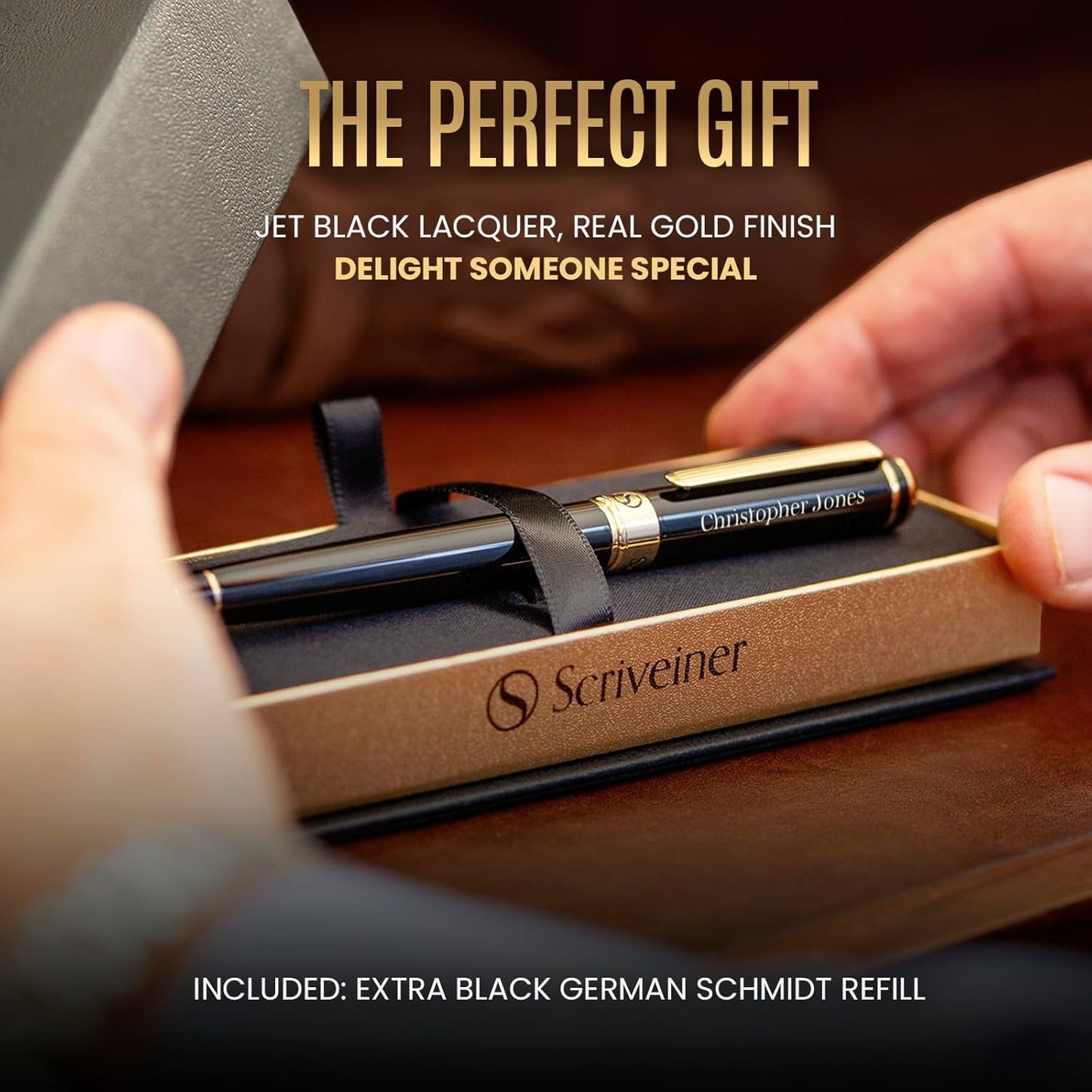 Scriveiner Midnight Blue Rollerball Pen - Stunning Blue Lacquer Luxury Pen, Chrome Finish, Schmidt Ink Refills, Men & Women, Professional, Executive Office, Nice Pen