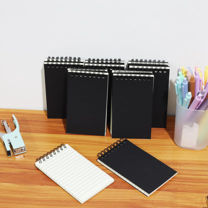 12 Pack Pocket Notebooks, 3x5 Small Notepads, Mini Spiral Notebooks, 60 Sheets/120 Pages,Lined College Ruled Paper, Memo Pads for Home, Office, School or Travel (Black)