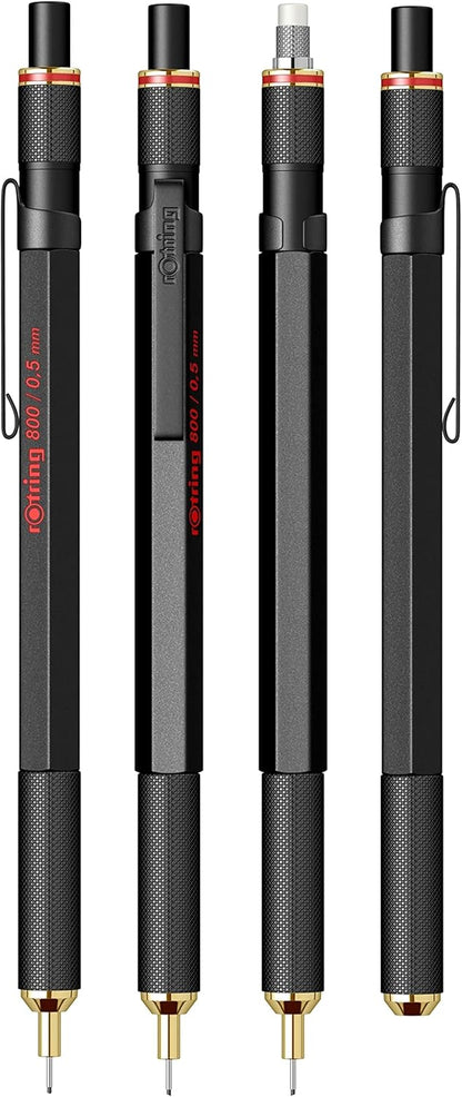 rOtring 800 Retractable Metal Mechanical Pencil, 0.5mm, Black Barrel - For Drafting, Engineering, Architecture Professionals