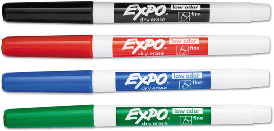 EXPO 86074 Low Odor Dry Erase Marker Fine Point Assorted 4/Set