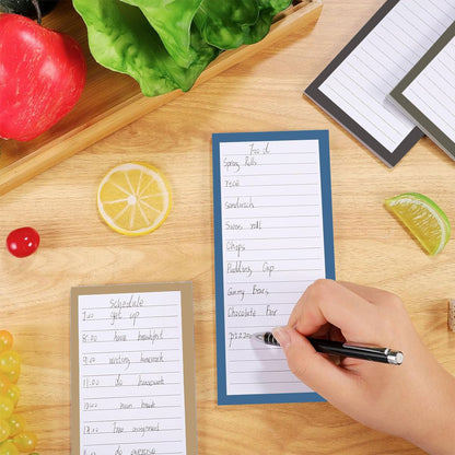 4 Pack Magnetic Notepads for Refrigerator with Magnetic Pen Holder, Fridge Grocery List Pads, 30 Sheets Per Pad, Full Magnetic Back Shopping List Memo Notepads for To-Do List Reminders, 7.9 x 3.5 inch