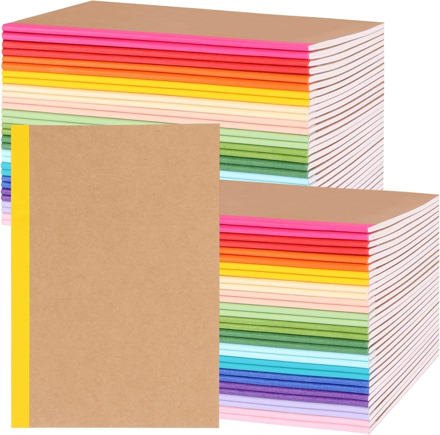 EOOUT 5 Pack A5 Composition Notebook, Kraft Lined Journal Bulk with Pink Spine, 5 Colors, 60 Pages for Women Girls Kids, School Office Supplies