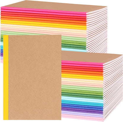 EOOUT 5 Pack A5 Composition Notebook, Kraft Lined Journal Bulk with Pink Spine, 5 Colors, 60 Pages for Women Girls Kids, School Office Supplies
