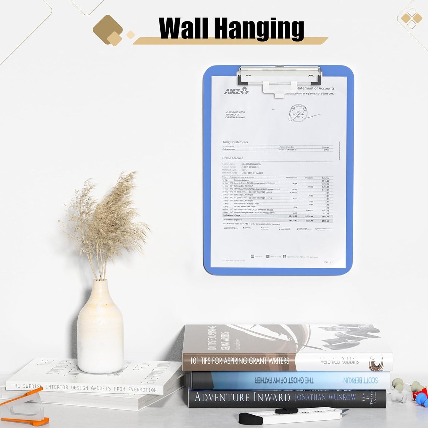 Hongri Plastic Clipboard, White 8.5x11" Clipboard, A4 Letter Size Clipboards for Nurses, Students, Office and Women, Clipboard with Pen Holder and Low Profile Clip, Size 12.5 x 9 Inch(White)