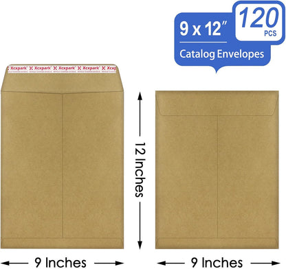 Xxcxpark 250 PCS 6x9 inches Security Catalog Envelopes Printable Self Seal Envelopes, Anti Tear brown Kraft Envelopes for Invitation Cards, Pictures, Photos, Documents