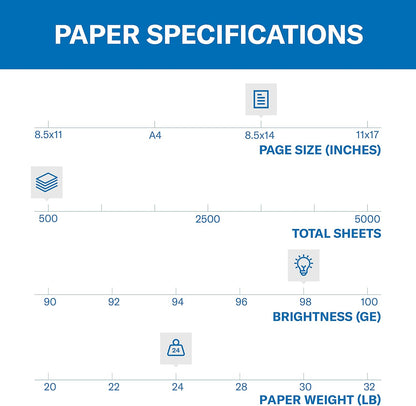 Hammermill Premium Laser Print Paper, 24 lb Copy Paper, 8.5 x 11 Letter Size, 3 Hole - 1 Ream (500 Sheets) - 98 Bright