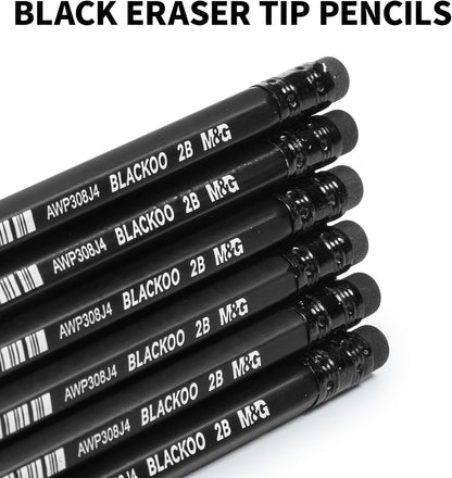 M&G Wood-Cased 2B Pencils, 24 Pack Pre-Sharpened Pencils with Top Erasers, Bulk Black Pencils for School Teacher Supplies, Writing, Drawing and Sketching