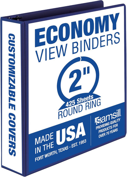 Samsill 1.5 Inch 3 Ring Binders, Economy Round Ring, Clear View Cover, 325 Sheet Capacity - for School, Home, Office - White, 4 Pack