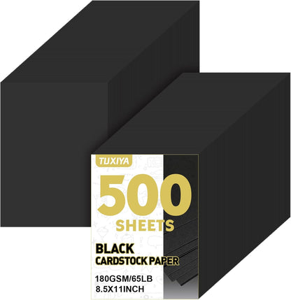 TUXIYA 300 Sheets Black Cardstock Paper,8.5 x 11 Inch Cardstock Paper,180 GSM/65LB Card Stock Printer Paper for Art,Invitations,DIY Cards,Watercolor & Craft Projects