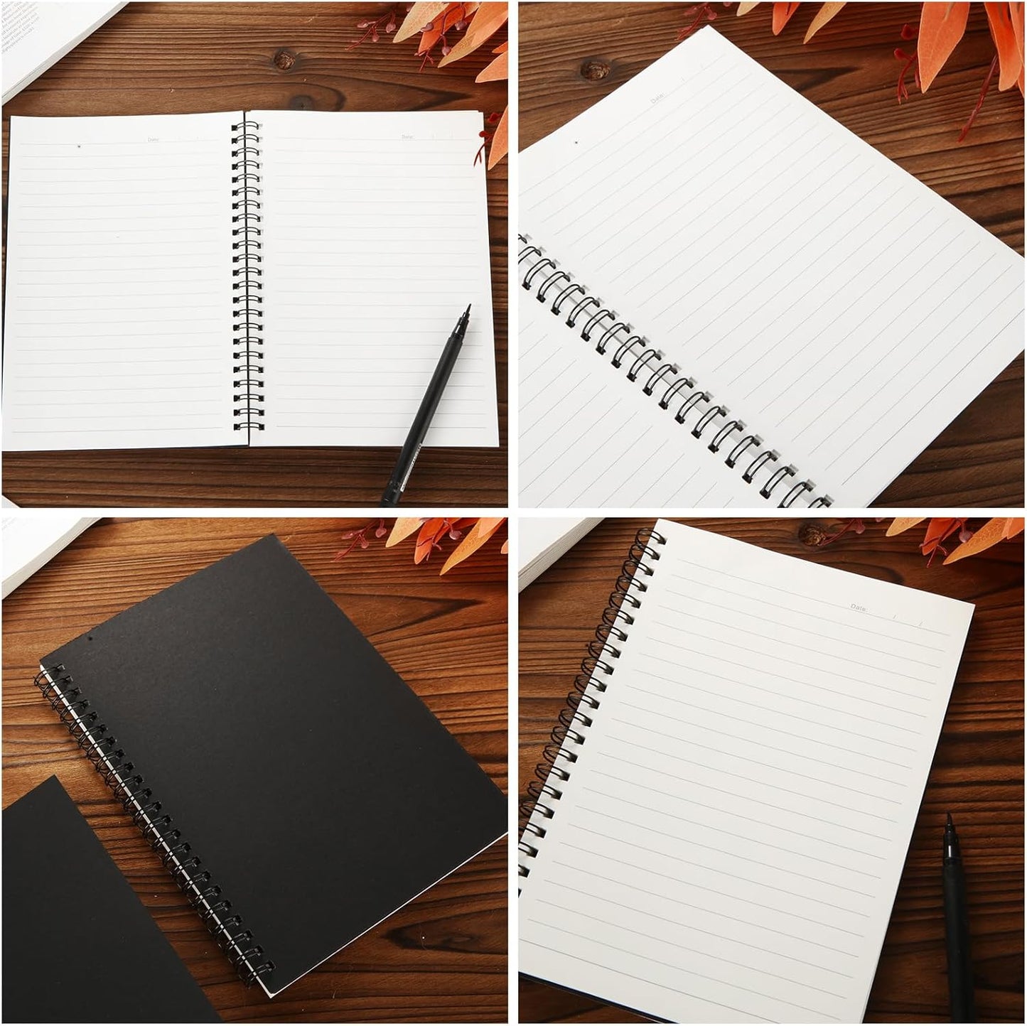 MIVIDE 24 Pack A5 Bulk Spiral Notebooks with Kraft Cover, 8.3 x 5.8 Inch 120 Pages Hardcover Spiral Lined Notebook Journal, Lined Travel Bulk Writing Notebook for School Office Supplies(Black, Kraft)