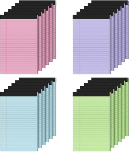 Note Pads 5x8, Narrow Ruled Legal Pad, Multicolor Small Notepads, 30 Sheet/notepad, 8 Pack Colored Legal Pads, Pink Legal Pad, Purple Notepad, Perforated Lined Note Pads for Study, Office, To-Do Lists
