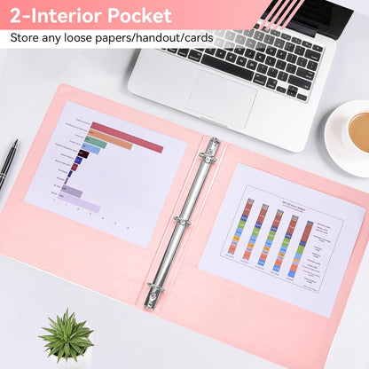 SUIN 1 Inch 3 Ring Binder, Clear 1'' View Presentation Binders with 2 Pockets, Fits 8.5 x 11 Letter Size, Durable Polypropylene, Non-Stick & PVC-Free for School, Office & Home (Orange)