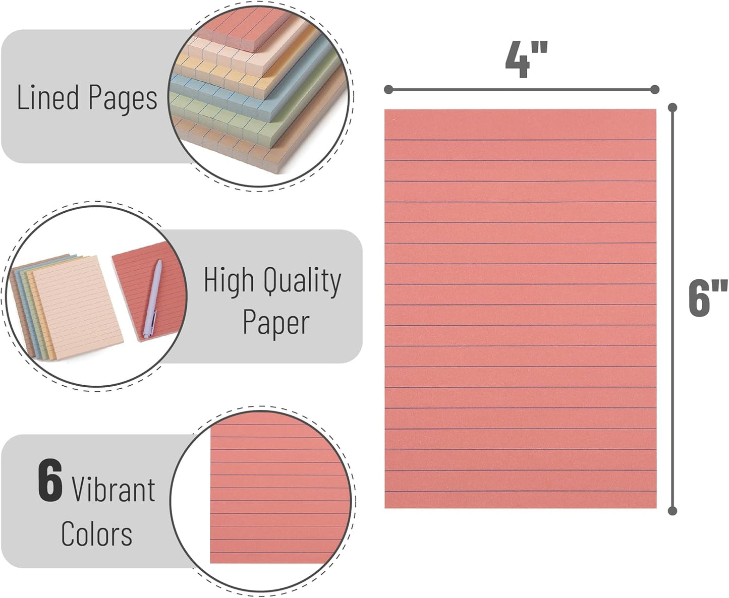 Mr. Pen- Lined Sticky Notes, 3" x 3", 12 Pads, 60 Sheets/Pad, Morandi Color, Bulk Sticky Notes with Lines, Ruled Post Stickies, Memo Pads, Self-Stick Note Pad for Office, School, Home, Study