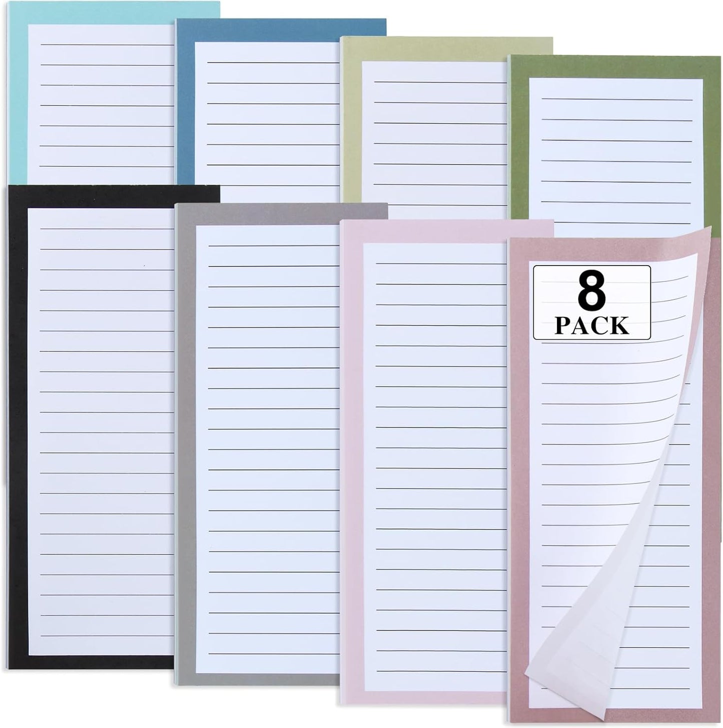 FLIPPED 4 Pack Magnetic Notepads for Refrigerator, Notepad Grocery List Large Magnet Pad for Fridge,Full Magnet Back Design Magnetic Memo Pads for Grocery List, Shopping List, to-Do List(200 Sheets)