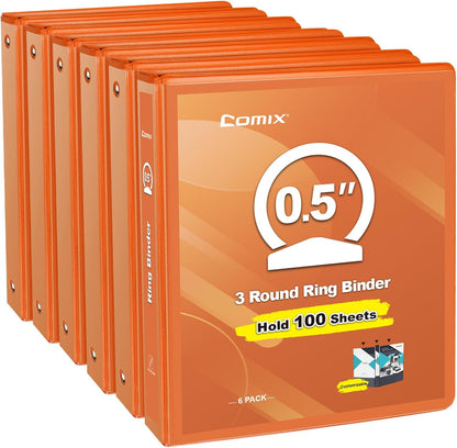 COMIX 3 Ring Binder 2 inch with Clear View Cover, 2" View Binder Holds 450 Sheets of US Letter Size Paper, 6 Pack (Green)