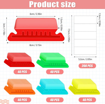 200 Pcs Hanging File Folder Tabs and 200 Pcs 2 Inch Inserts Labels, Plastic File Folder Tabs for Hanging Folders Files (Transparent)