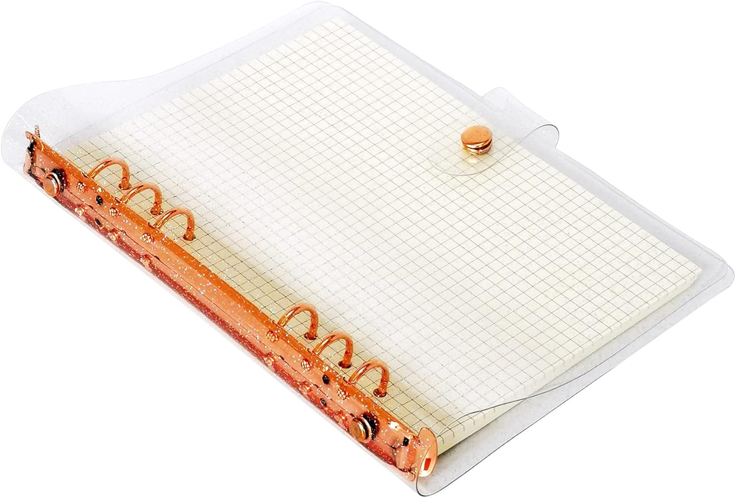 A6 A5 6-Holes Colorful PVC Cover Round Ring View Binder with Snap Button Closure File Folder for Loose Leaf Sheet Protectors Notebook Refill (Pink Daisy, A5 Mini Set) - Colors A