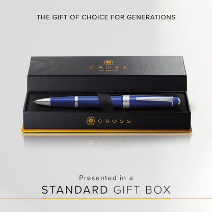 Cross Bailey Light Polished Blue Resin Rollerball Pen - Professional Pen for Effortless Writing - Journaling, Note-Taking & More - Black Ink - Easy Handling - Includes Gift Box