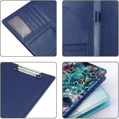 WAVEYU Resume Portfolio Folder, Padfolio Clipboard, Writing Portfolio Leather Clipboard with Cover for Legal Pad Holder Letter Size A4 for Business Conference Notepad Clip Boards, Purple