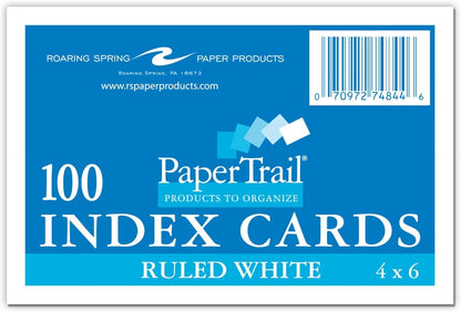 Roaring Spring Mini Index Cards 3"x2.5", 200 Count, 100# White Single Sided Ruled Paper, In Convent Tray Holder, Blank on Back (Pack of 1)