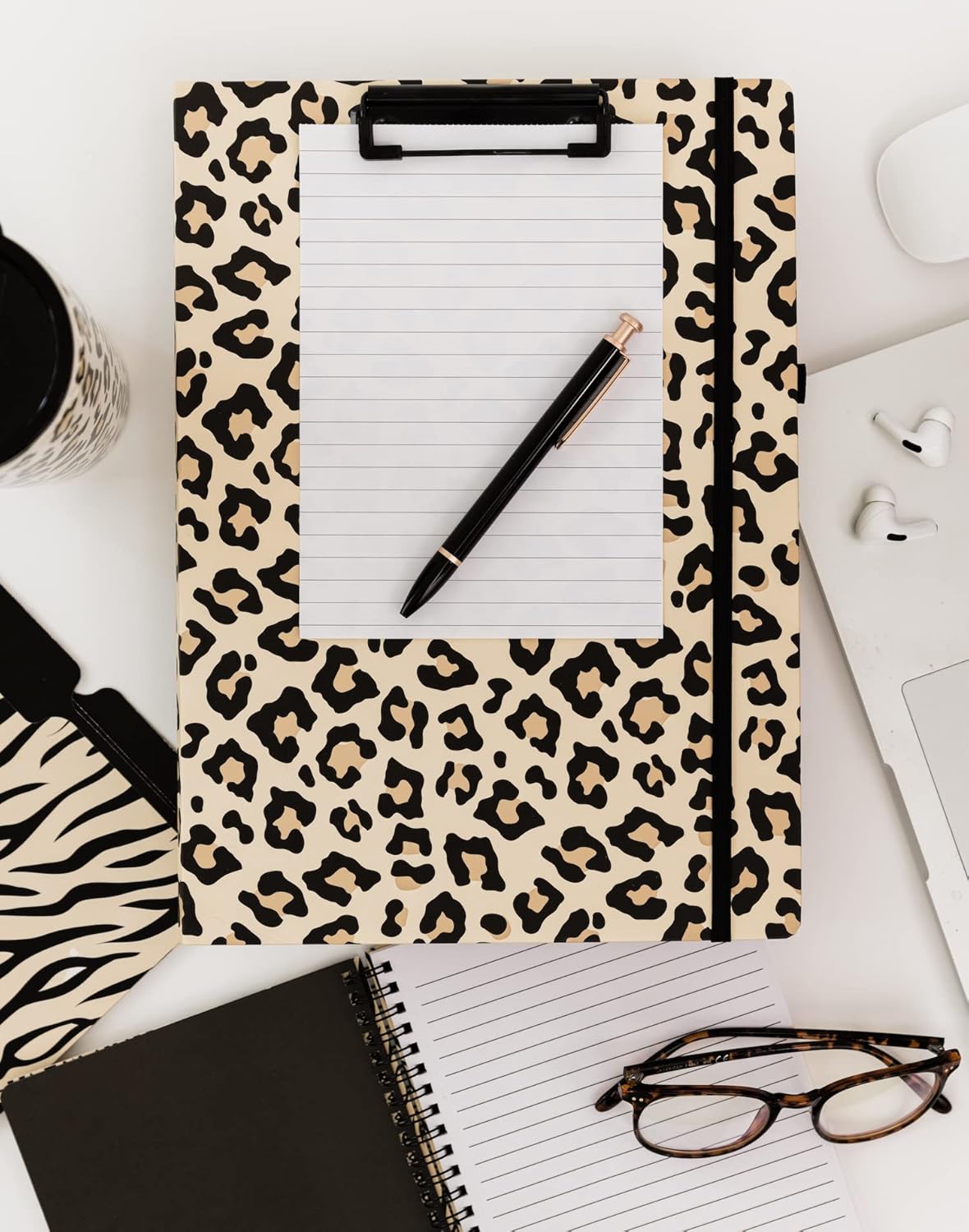 Steel Mill & Co Cute Clipboard Folio with Refillable Lined Notepad and Interior Storage Pocket, Floral Padfolio for Work, Garden Blooms Cream