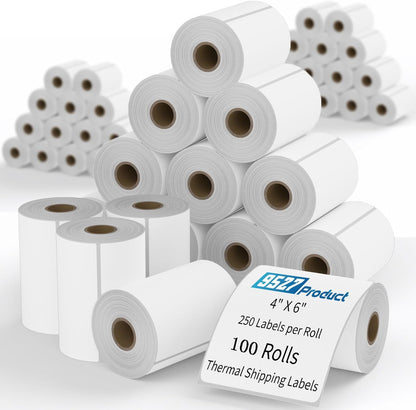 9527 Product Fanfold 4 x 6 Direct Thermal Labels White Perforated Shipping Labels, 500pcs per Stack,1 Stack