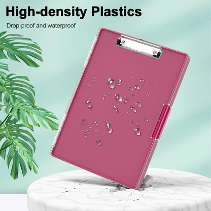 Piasoenc Clipboard with Storage, 8.5 x 11 Clip Boards with 2 Storage Case and A4 Paper Folder, Clear Dry Erase Top Panel, Heavy Duty Plastic, Folio & Side Opening, for Nurses, Teachers, Lawers,Black