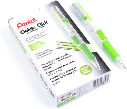 Pentel Quick Click Mechanical Pencil, (0.7mm), Medium, Black Barrel, Box of 12 Pencils (PD217A)