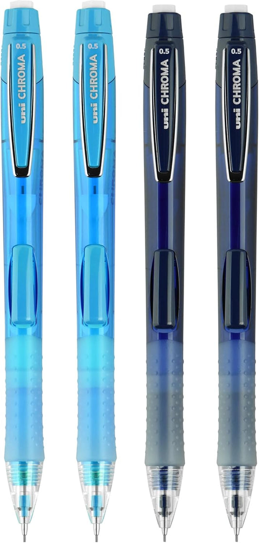 Uniball Chroma Mechanical Pencils 4 Pack, 0.7mm - Assorted Colored Barrels - Variety Pack of Uniball Mechanical Pencils